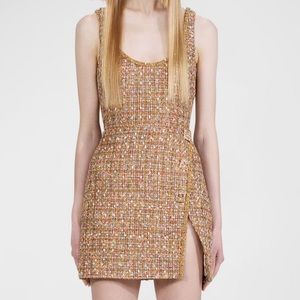Self-Portrait gold boucle mini dress
